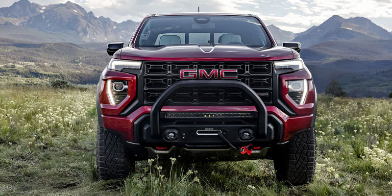 Red GMC Canyon off-road mountain truck