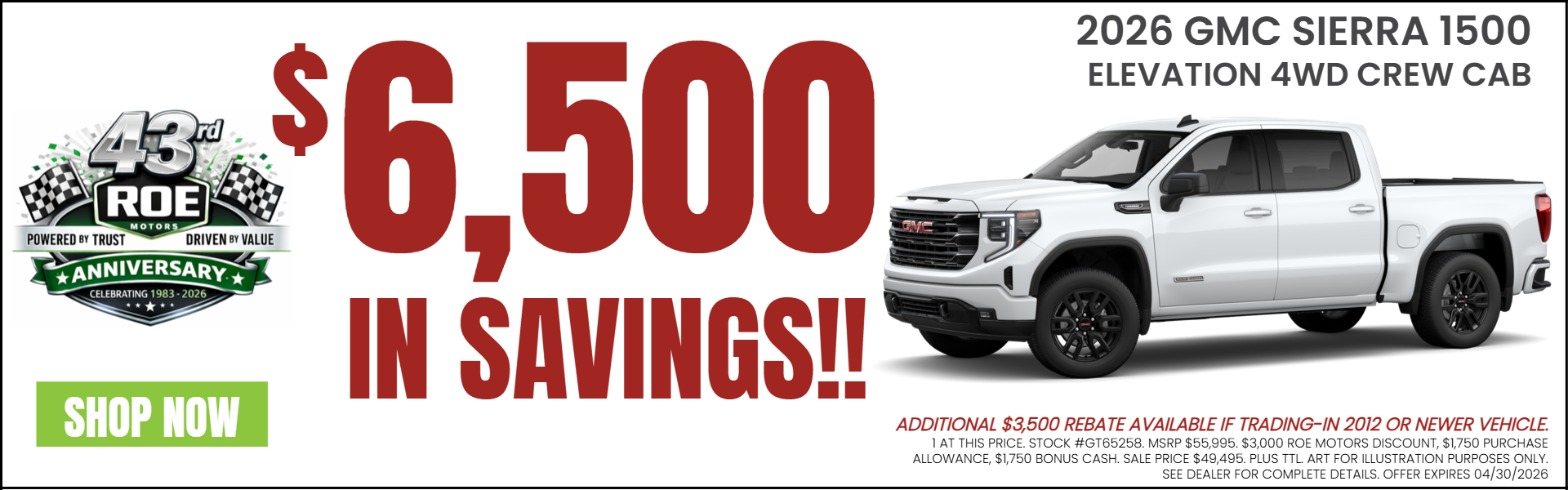SIERRA 1500 OFFER FROM ROE MOTORS