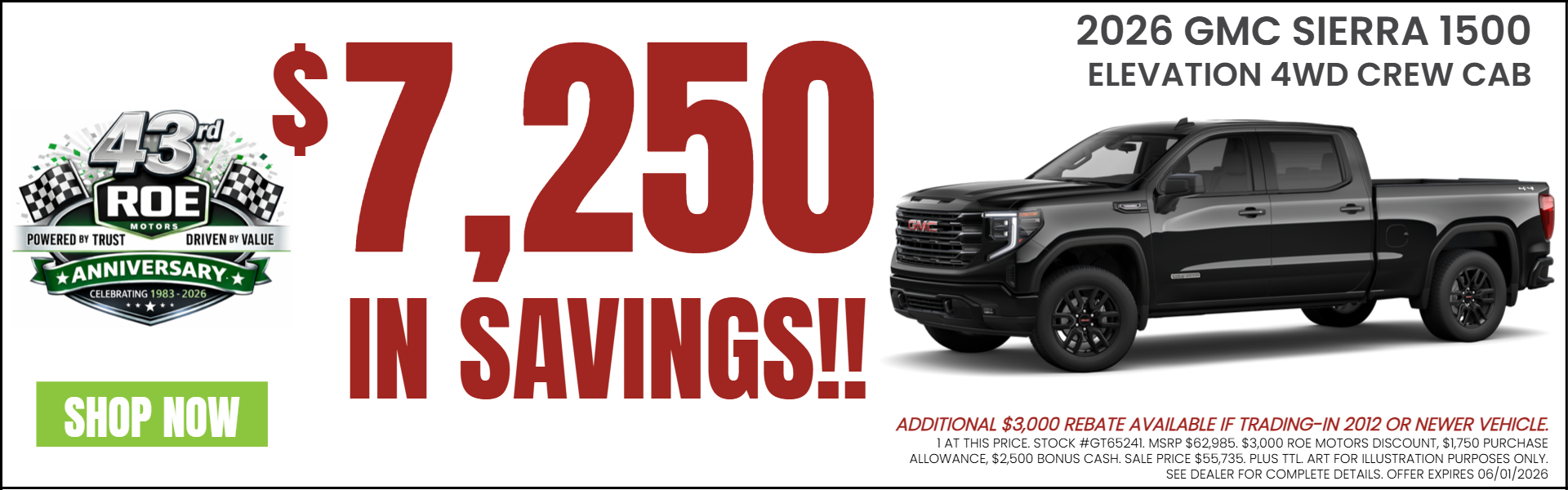 SIERRA 1500 OFFER FROM ROE MOTORS