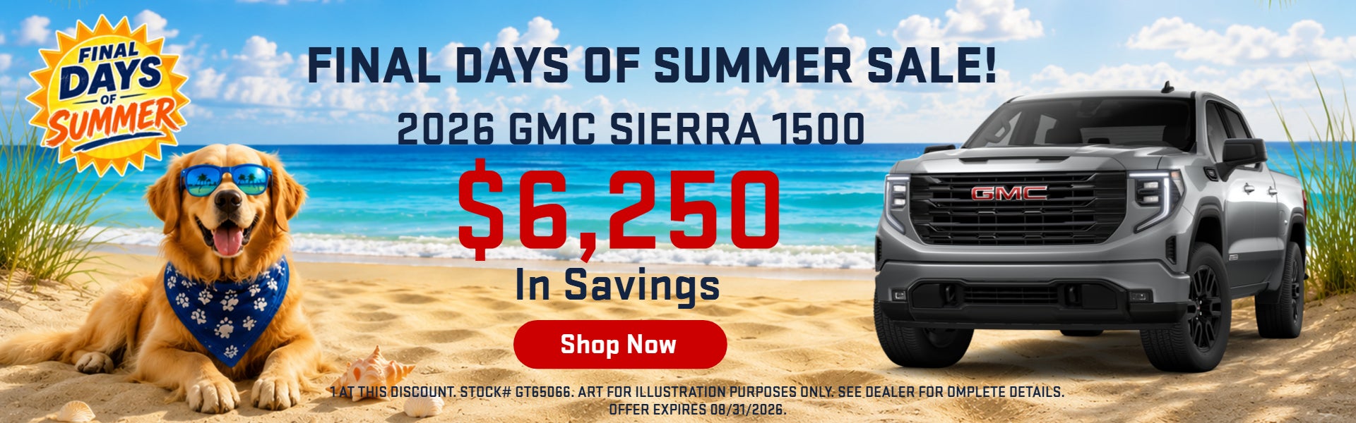 Final Days of Summer Sale! 2026 GMC Sierra 1500 $6,250